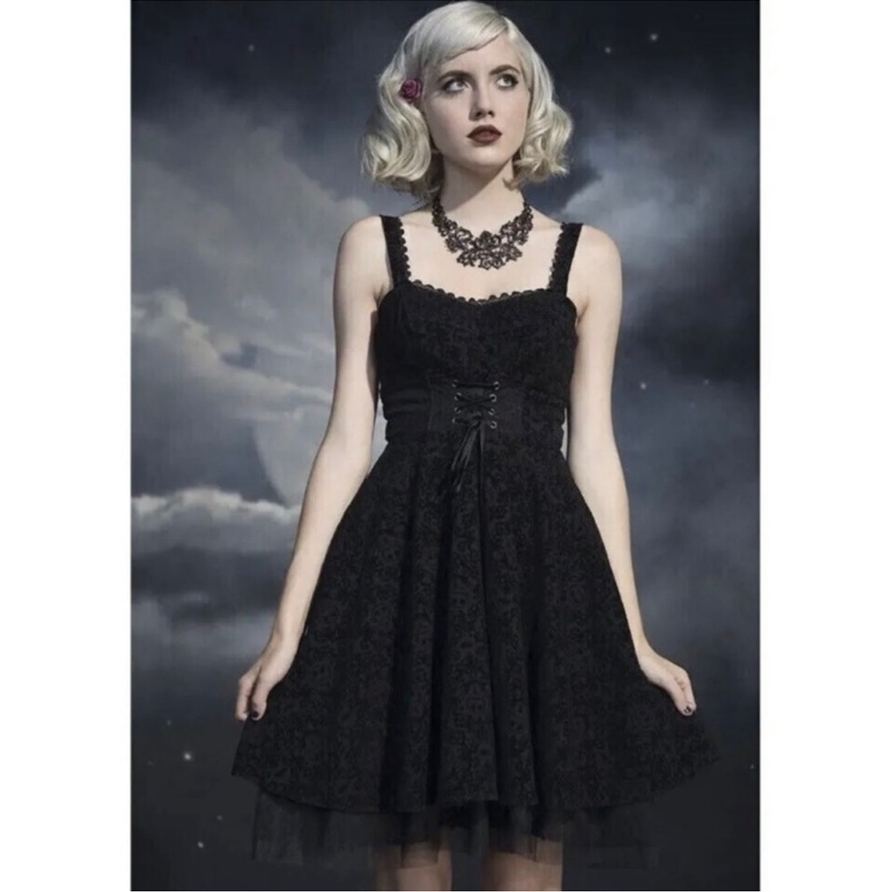Disney Nightmare Before Christmas Velvet Flocked
Corset Dress Fit Flare Sz S